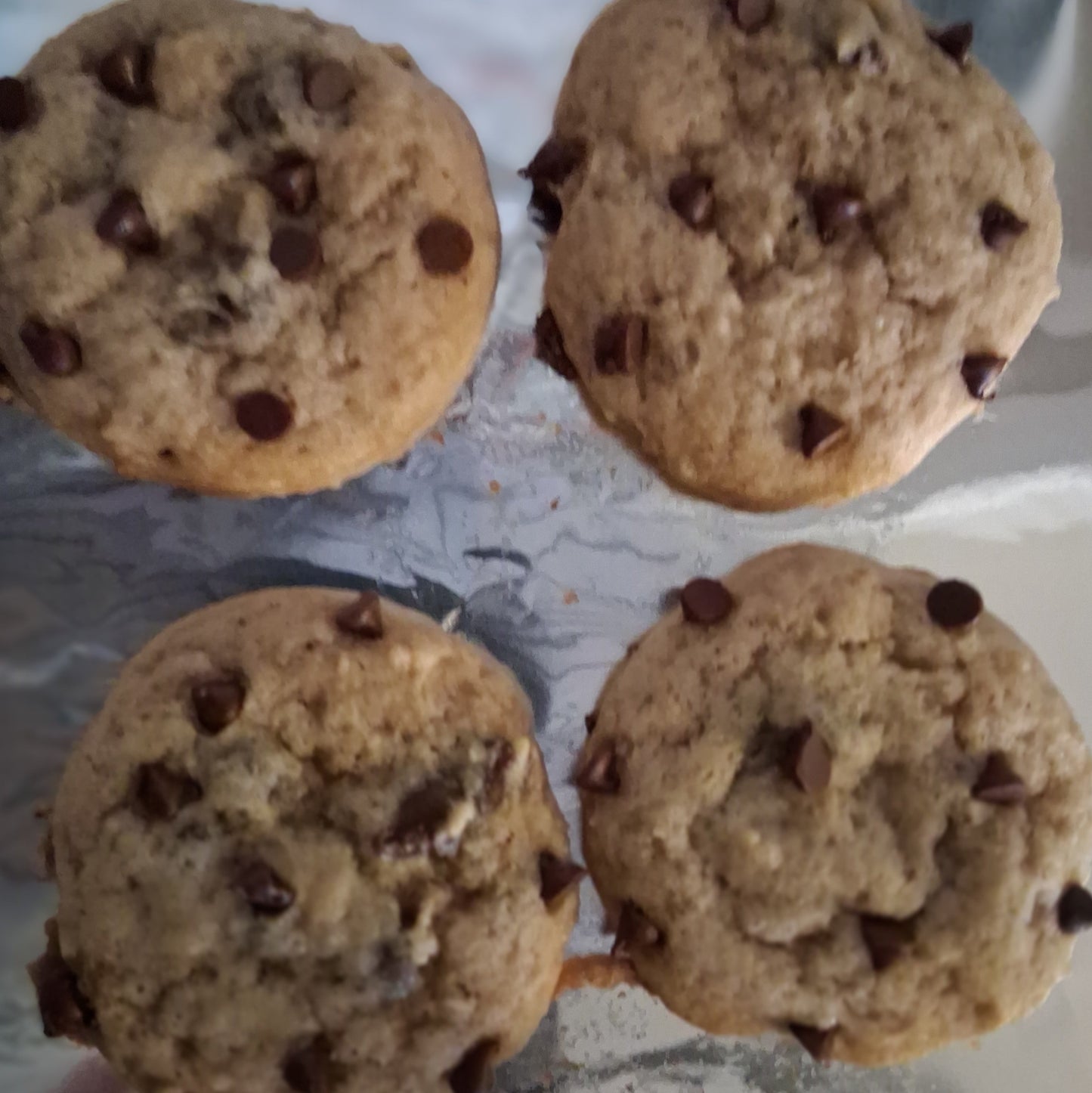Chocolate chip cookies on a baking tray