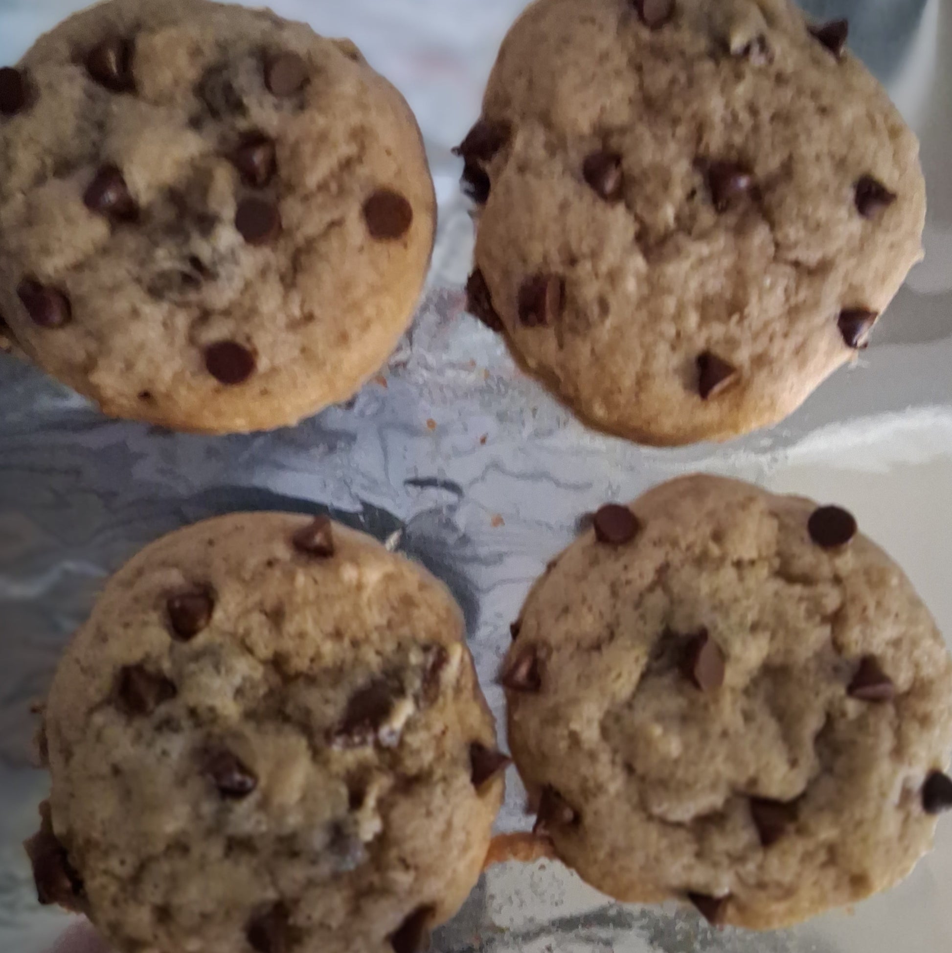 Chocolate chip cookies on a baking tray